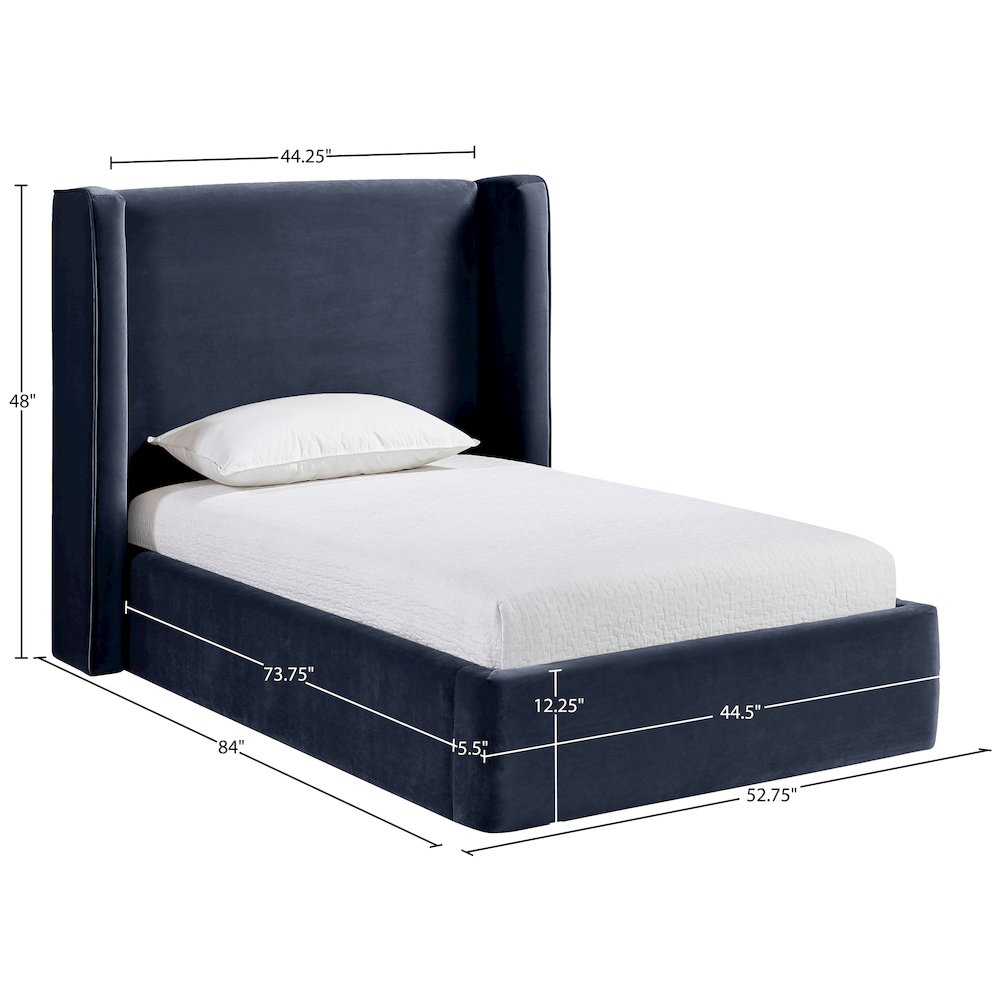 Kendall Navy Velvet Upholstered Twin Bed