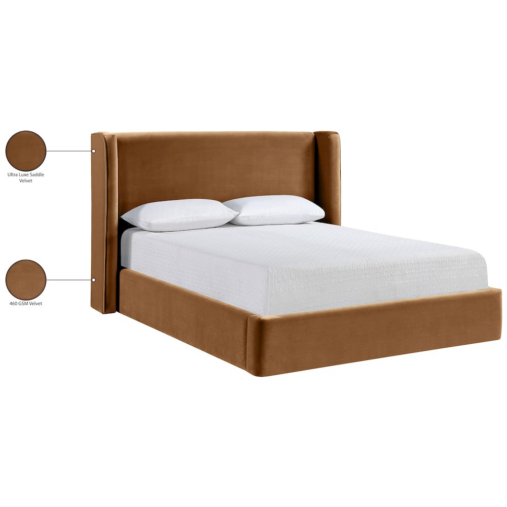 Kendall Saddle Velvet Upholstered Queen Bed