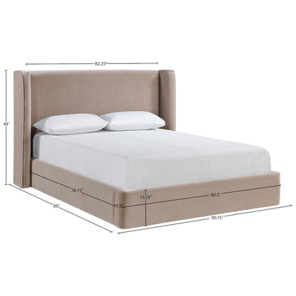 Kendall Taupe Velvet Upholstered King Bed