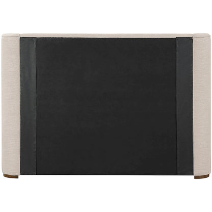 Aurin Beige Linen Textured Fabric Upholstered Full Bed