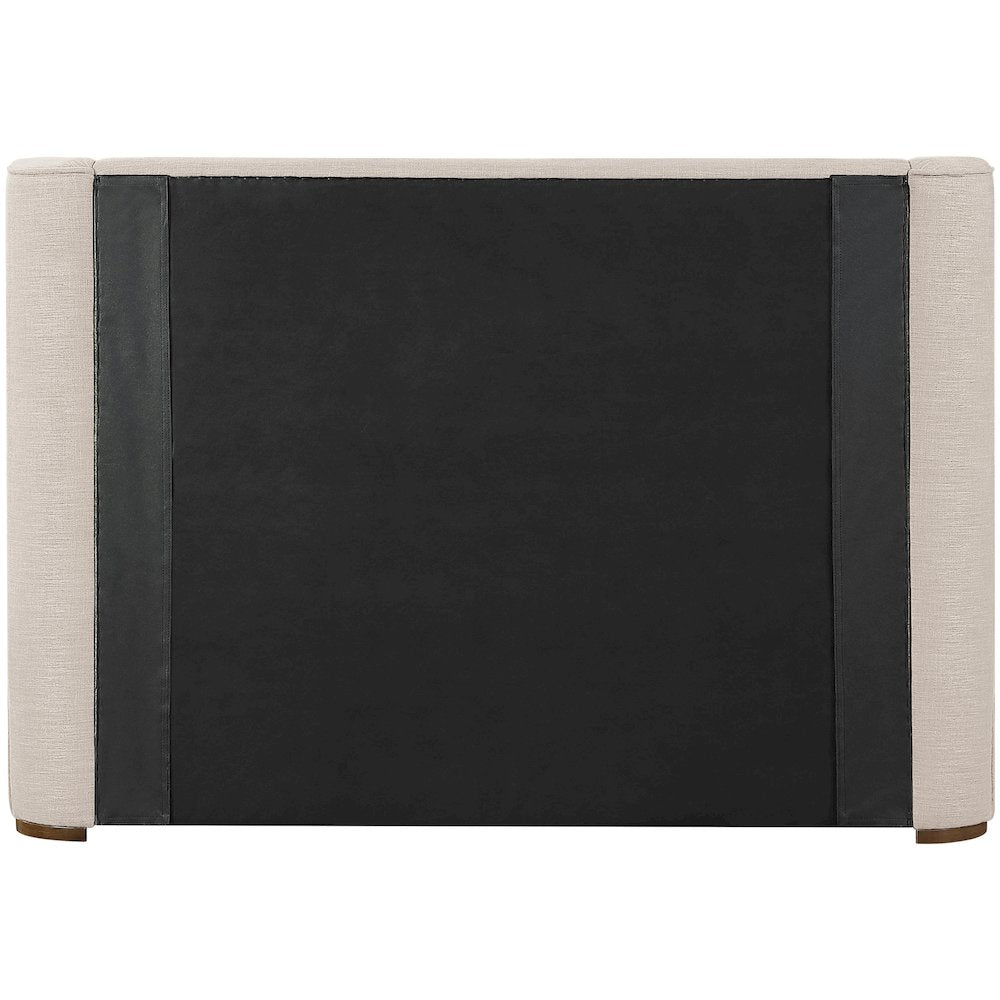 Aurin Beige Linen Textured Fabric Upholstered King Bed
