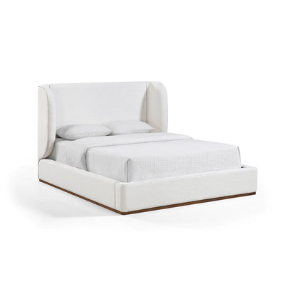 Aurin Cream Linen Textured Fabric Upholstered Full Bed