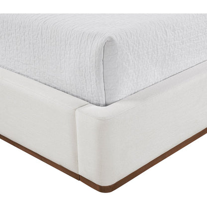 Aurin Cream Linen Textured Fabric Upholstered Full Bed