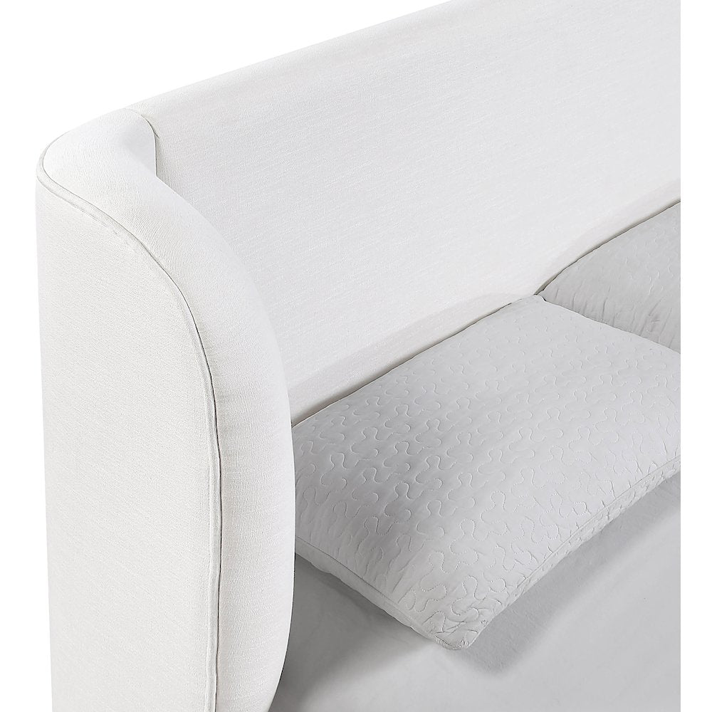 Aurin Cream Linen Textured Fabric Upholstered King Bed