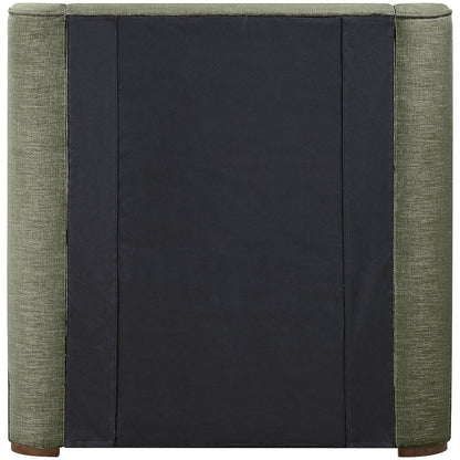 Aurin Olive Green Linen Textured Fabric Upholstered Twin Bed