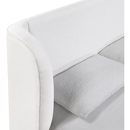 Aurin Cream Linen Textured Fabric Upholstered Full Bed