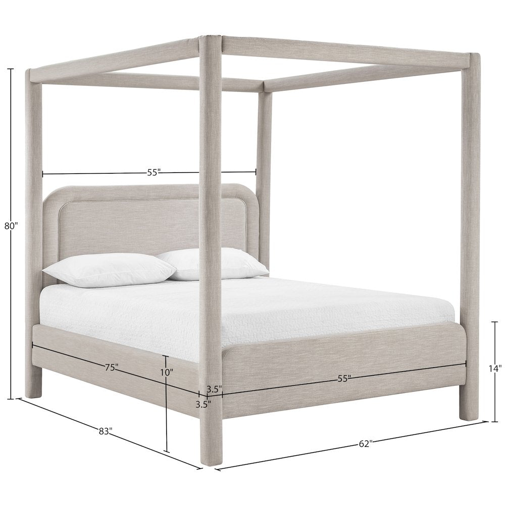 Salina Beige Linen Textured Fabric Upholstered Full Bed