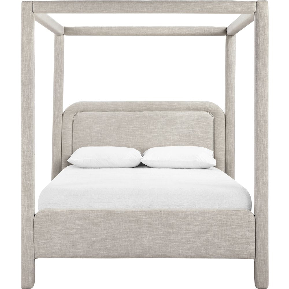 Salina Beige Linen Textured Fabric Upholstered Full Bed