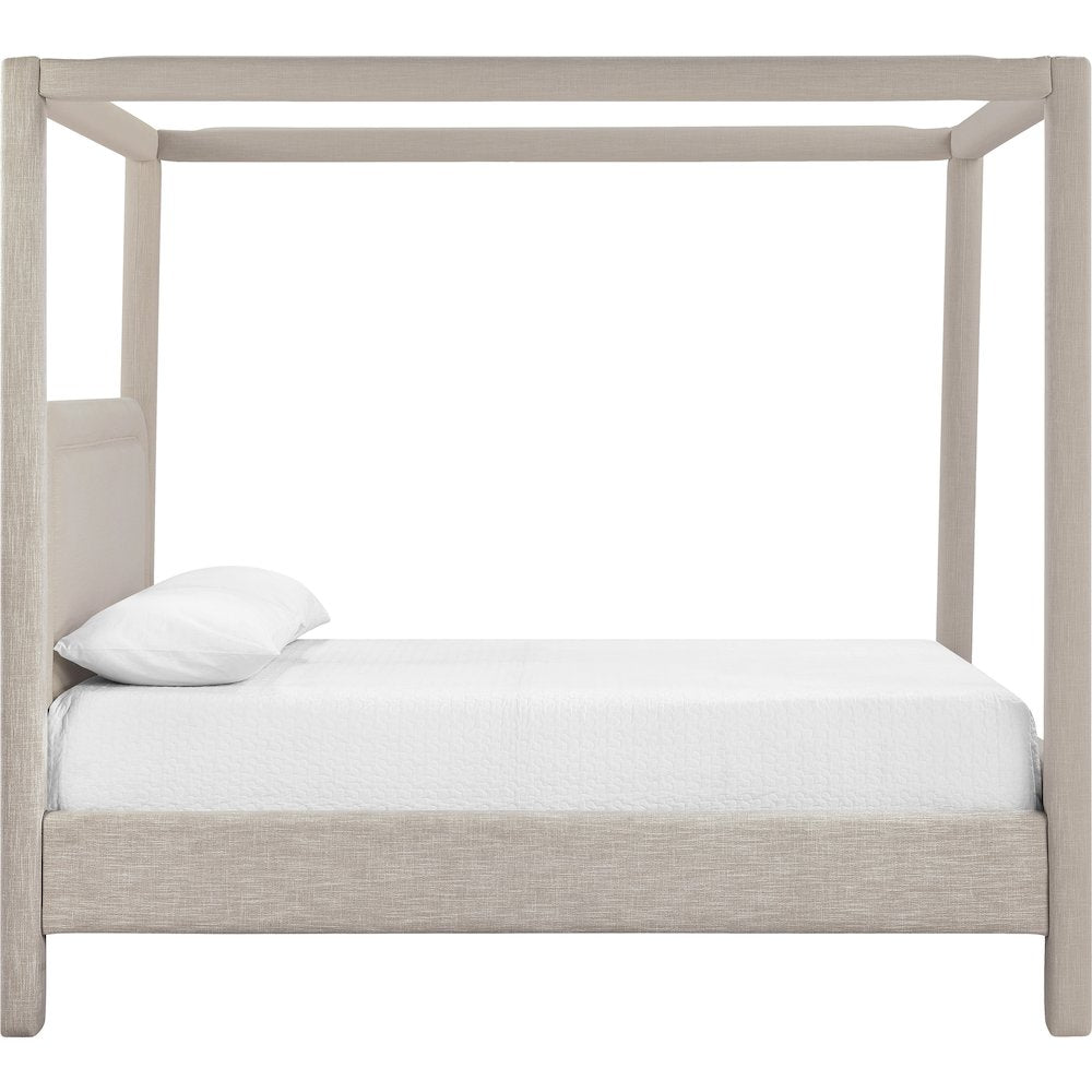 Salina Beige Linen Textured Fabric Upholstered Full Bed