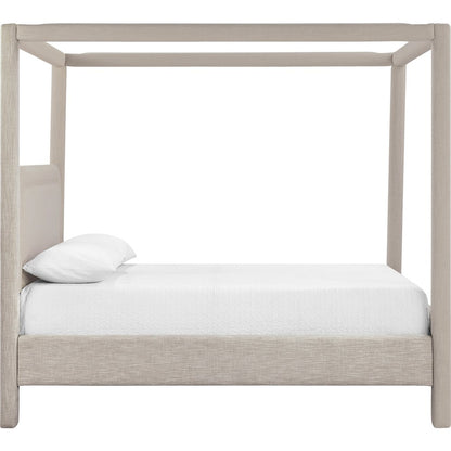 Salina Beige Linen Textured Fabric Upholstered Full Bed