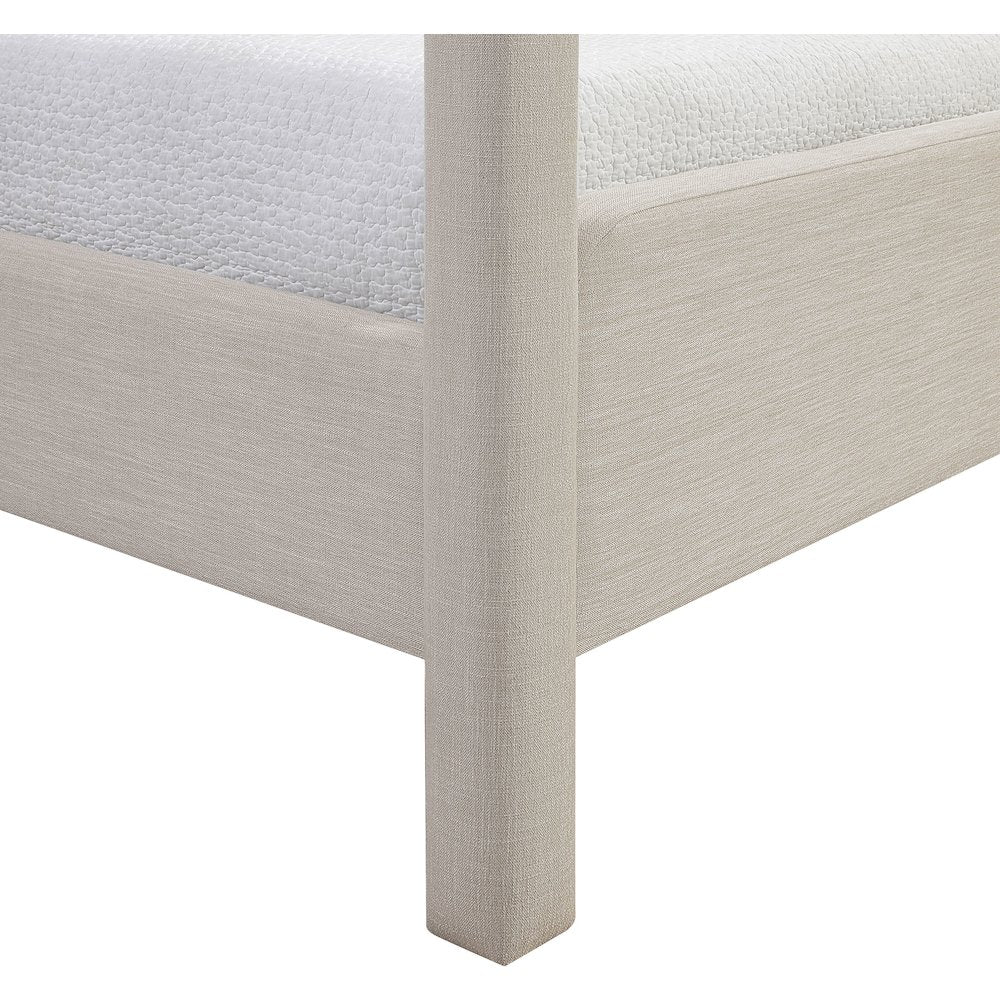 Salina Beige Linen Textured Fabric Upholstered Full Bed