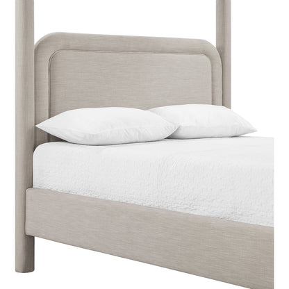 Salina Beige Linen Textured Fabric Upholstered King Bed