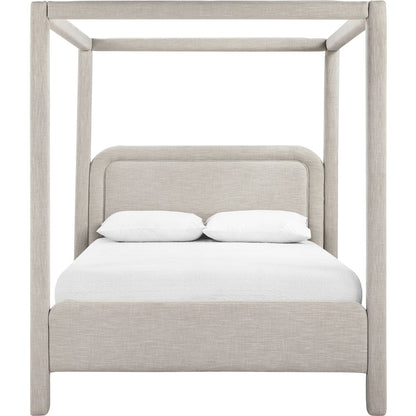 Salina Beige Linen Textured Fabric Upholstered Queen Bed