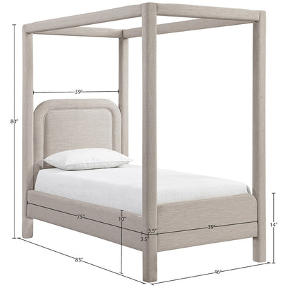 Salina Beige Linen Textured Fabric Upholstered Twin Bed