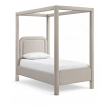 Salina Beige Linen Textured Fabric Upholstered Twin Bed