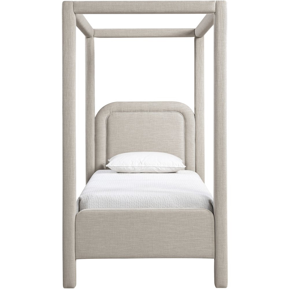 Salina Beige Linen Textured Fabric Upholstered Twin Bed