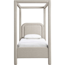 Salina Beige Linen Textured Fabric Upholstered Twin Bed