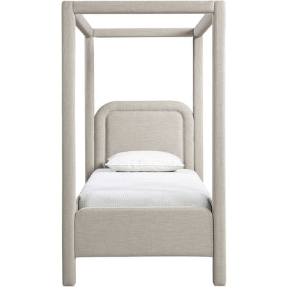 Salina Beige Linen Textured Fabric Upholstered Twin Bed