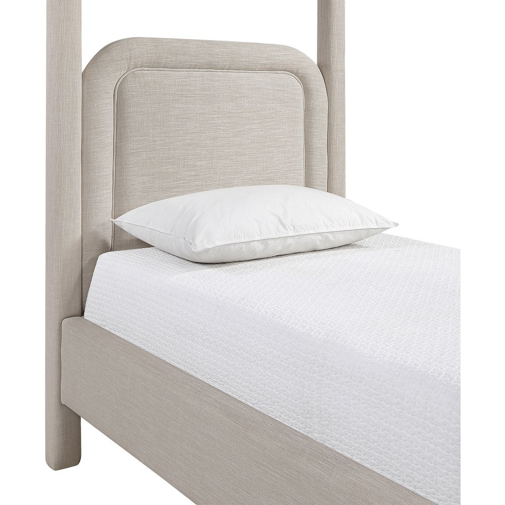 Salina Beige Linen Textured Fabric Upholstered Twin Bed
