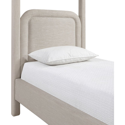 Salina Beige Linen Textured Fabric Upholstered Twin Bed