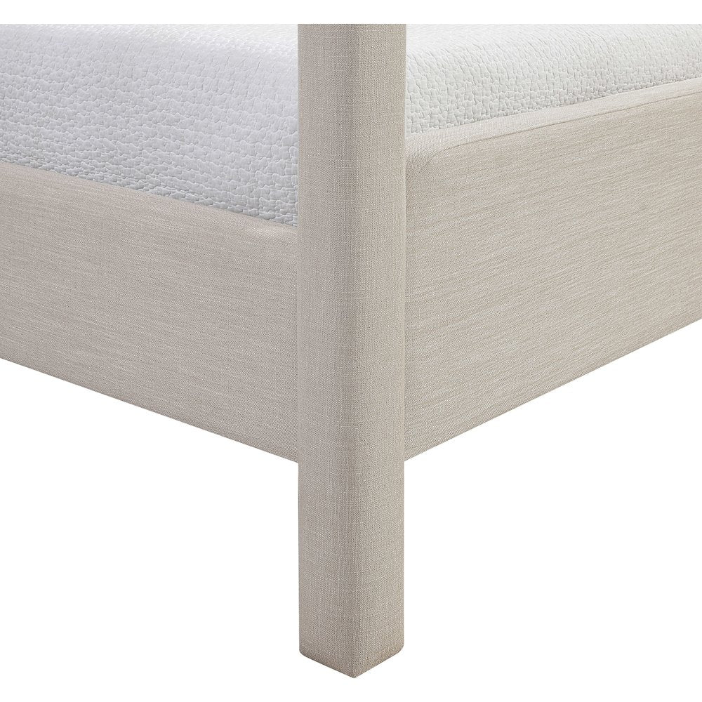Salina Beige Linen Textured Fabric Upholstered Twin Bed