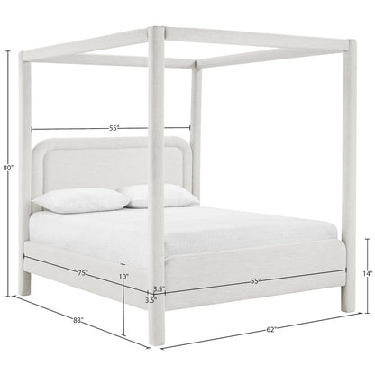 Salina Cream Linen Textured Fabric Upholstered Full Bed