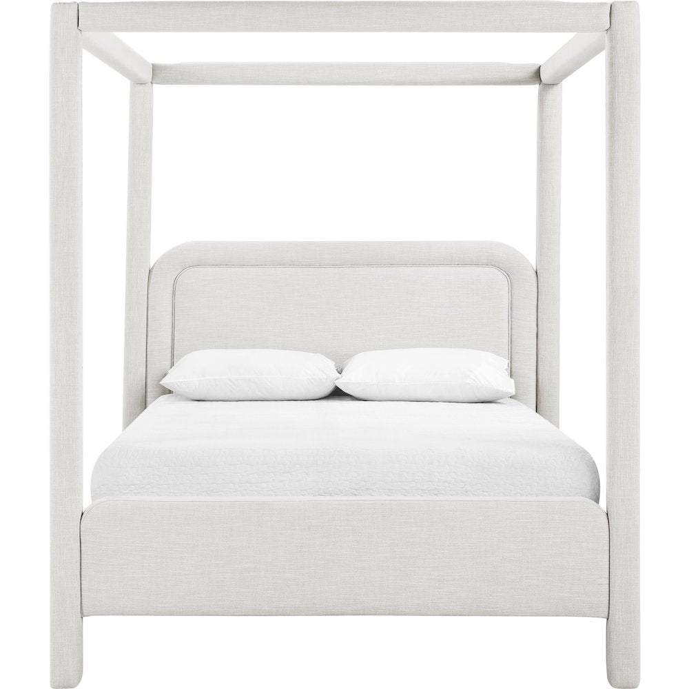 Salina Cream Linen Textured Fabric Upholstered Full Bed