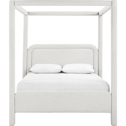 Salina Cream Linen Textured Fabric Upholstered Full Bed