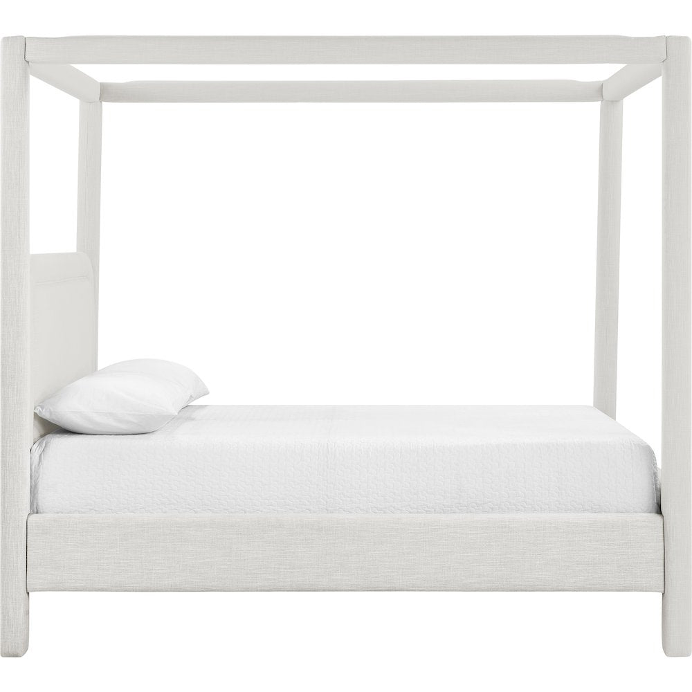 Salina Cream Linen Textured Fabric Upholstered Full Bed