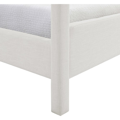 Salina Cream Linen Textured Fabric Upholstered Full Bed