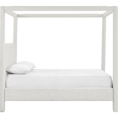 Salina Cream Linen Textured Fabric Upholstered King Bed