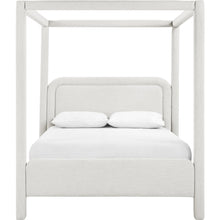Salina Cream Linen Textured Fabric Upholstered Queen Bed