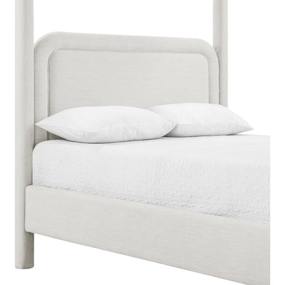 Salina Cream Linen Textured Fabric Upholstered Queen Bed