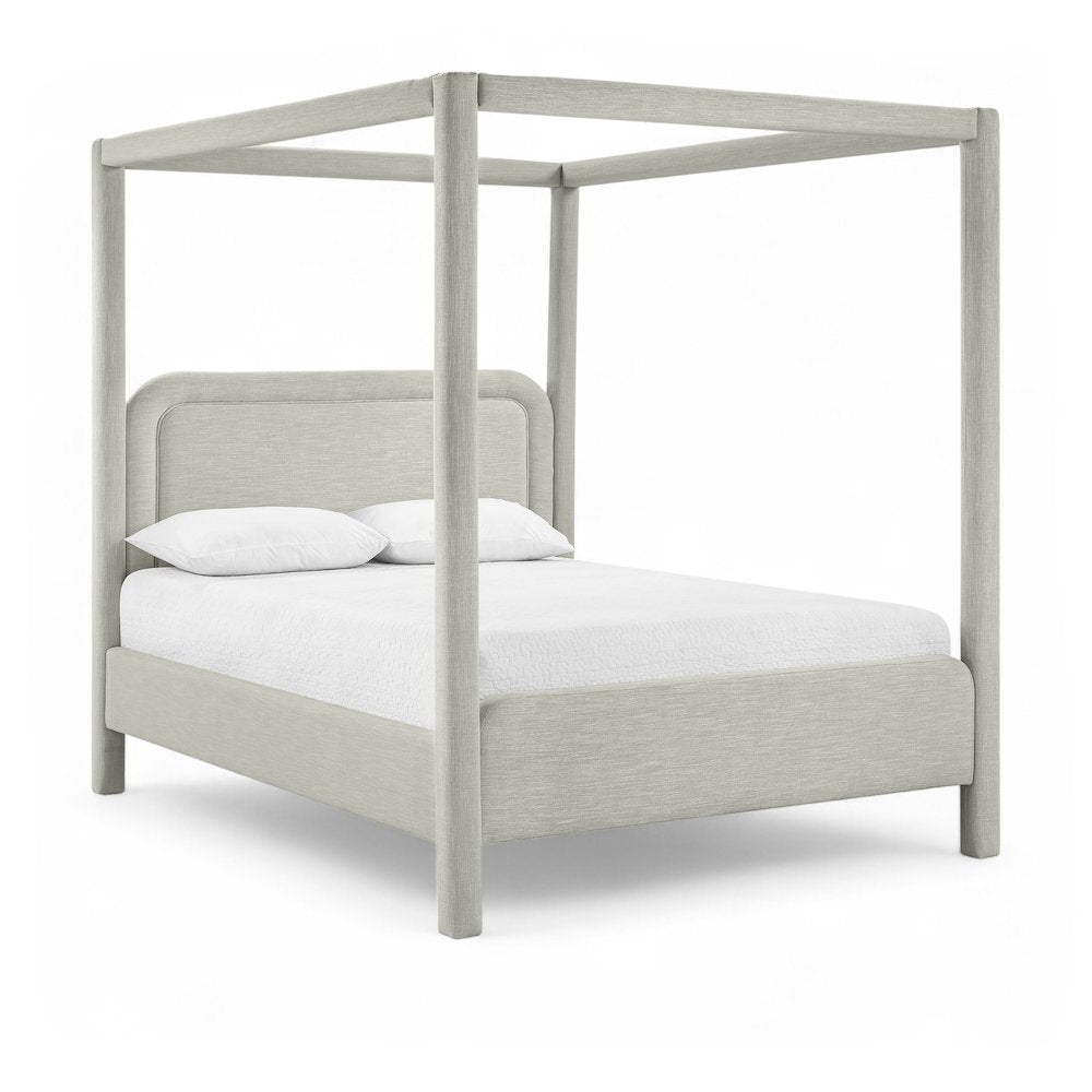 Salina Grey Linen Textured Fabric Upholstered Full Bed