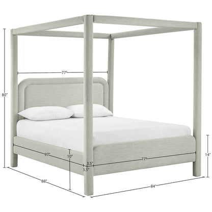 Salina Grey Linen Textured Fabric Upholstered King Bed