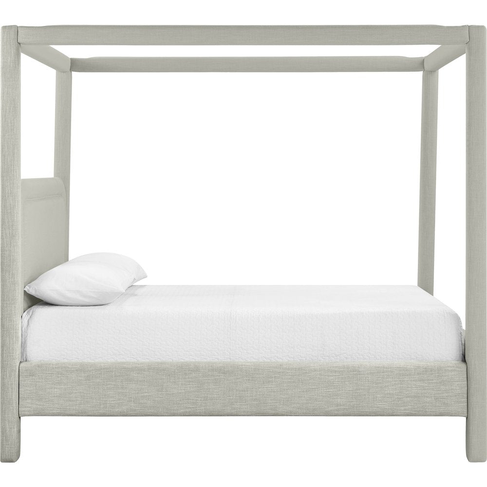 Salina Grey Linen Textured Fabric Upholstered King Bed