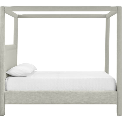 Salina Grey Linen Textured Fabric Upholstered King Bed