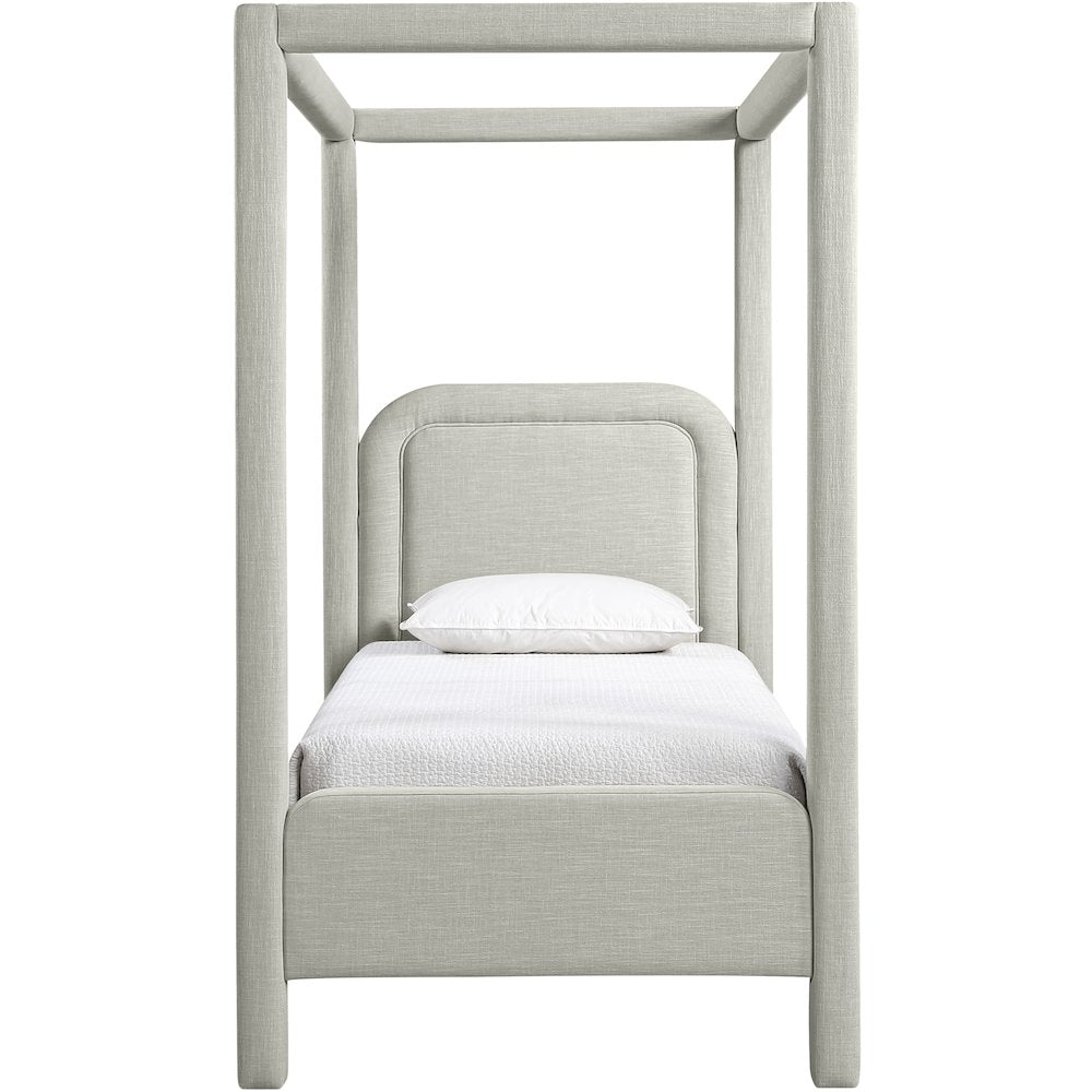 Salina Grey Linen Textured Fabric Upholstered Twin Bed