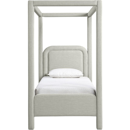 Salina Grey Linen Textured Fabric Upholstered Twin Bed