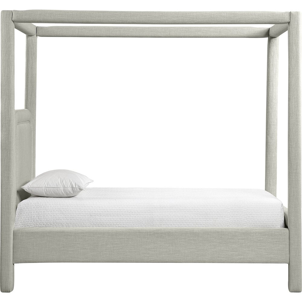 Salina Grey Linen Textured Fabric Upholstered Twin Bed