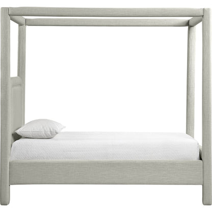 Salina Grey Linen Textured Fabric Upholstered Twin Bed