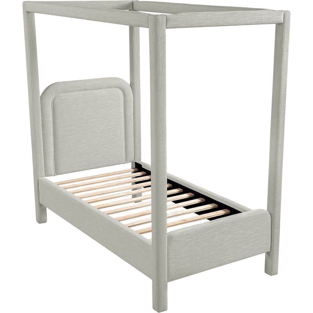 Salina Grey Linen Textured Fabric Upholstered Twin Bed