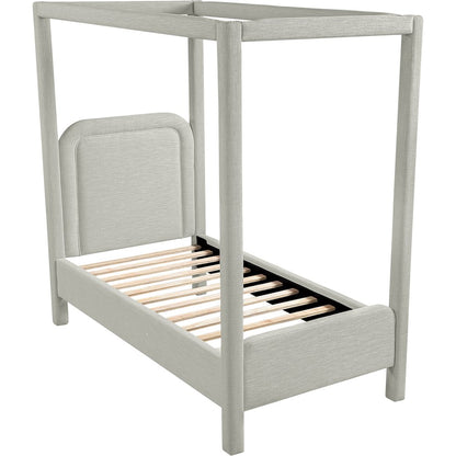 Salina Grey Linen Textured Fabric Upholstered Twin Bed