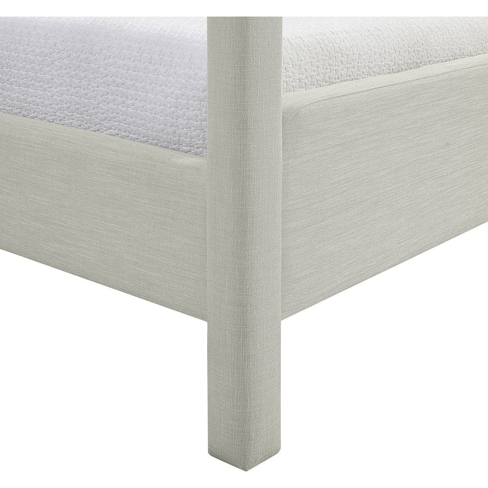 Salina Grey Linen Textured Fabric Upholstered Twin Bed