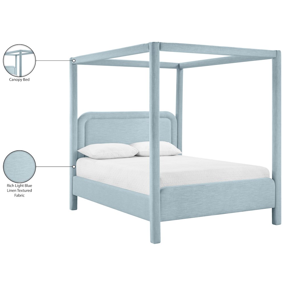 Salina Light Blue Linen Textured Fabric Upholstered Full Bed