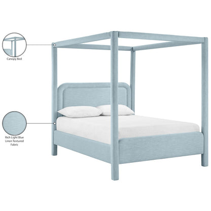 Salina Light Blue Linen Textured Fabric Upholstered Full Bed