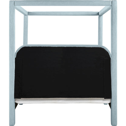 Salina Light Blue Linen Textured Fabric Upholstered Queen Bed