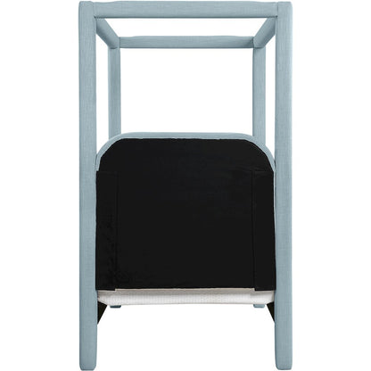 Salina Light Blue Linen Textured Fabric Upholstered Twin Bed
