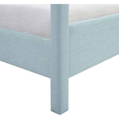 Salina Light Blue Linen Textured Fabric Upholstered Twin Bed