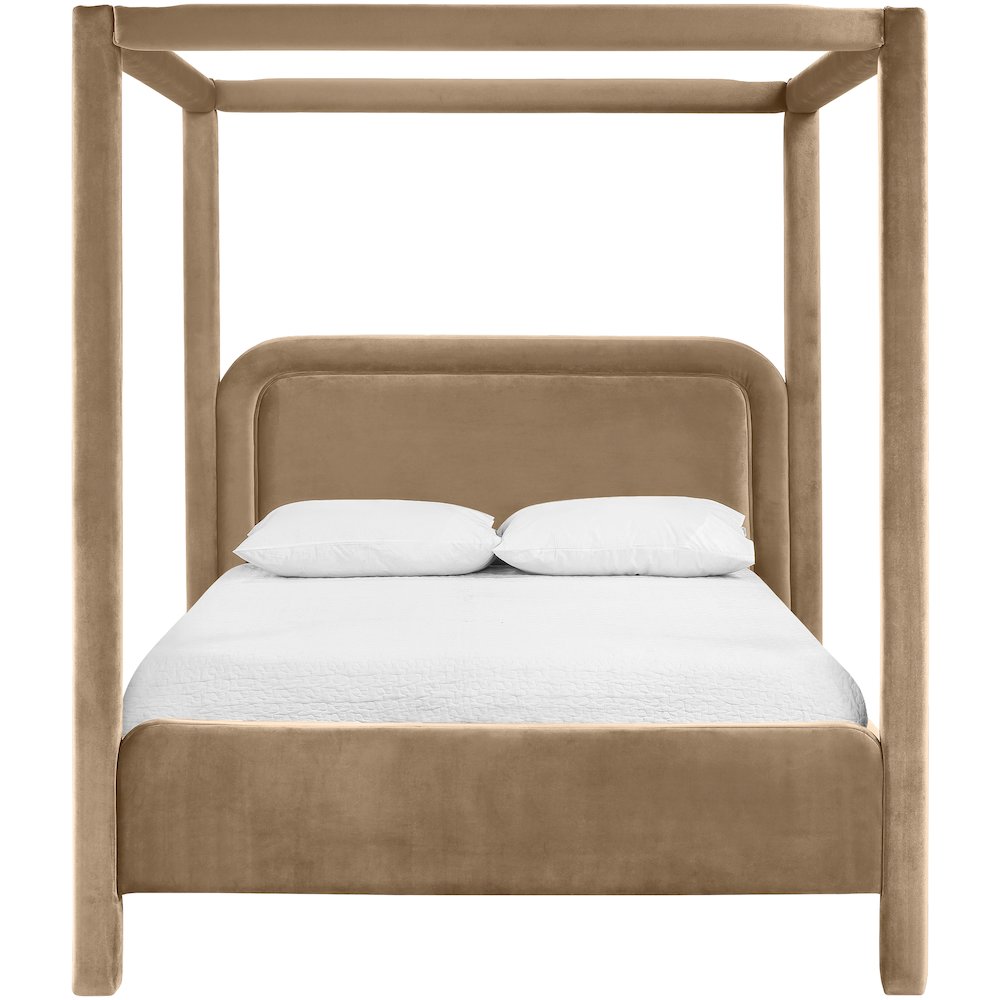 Salina Beige Velvet Upholstered Full Bed